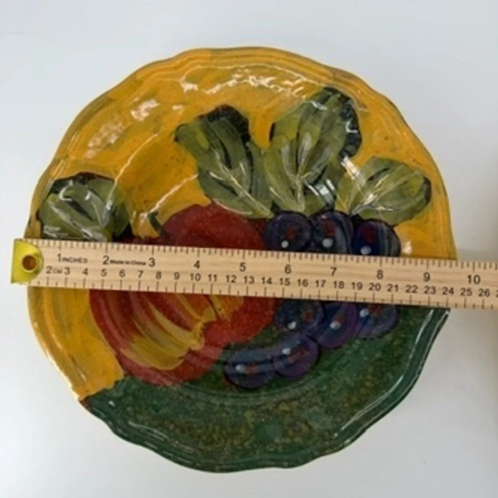Arte Italica Made in Italy Hand Painted Fruit Ceramic Pasta Bowls Set of 2 9.5